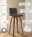 Vienna Mid-Century Modern 30" Bar Height Barstool Faux Leather Wood Finish, Grey/Walnut