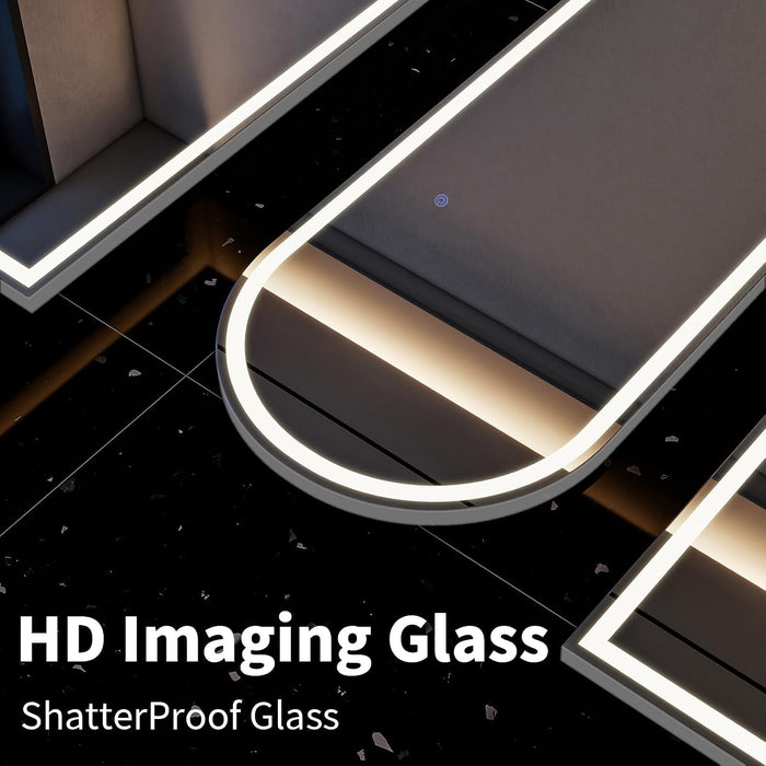 56"X21" LED Arched Mirror Full Length with Dimmable Lights