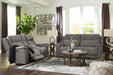 Next-Gen Durapella Power Reclining Sofa, USB, Extended Ottoman, Water Repellent Faux Leather, 80" W X 42" D X 42" H, Slate Gray