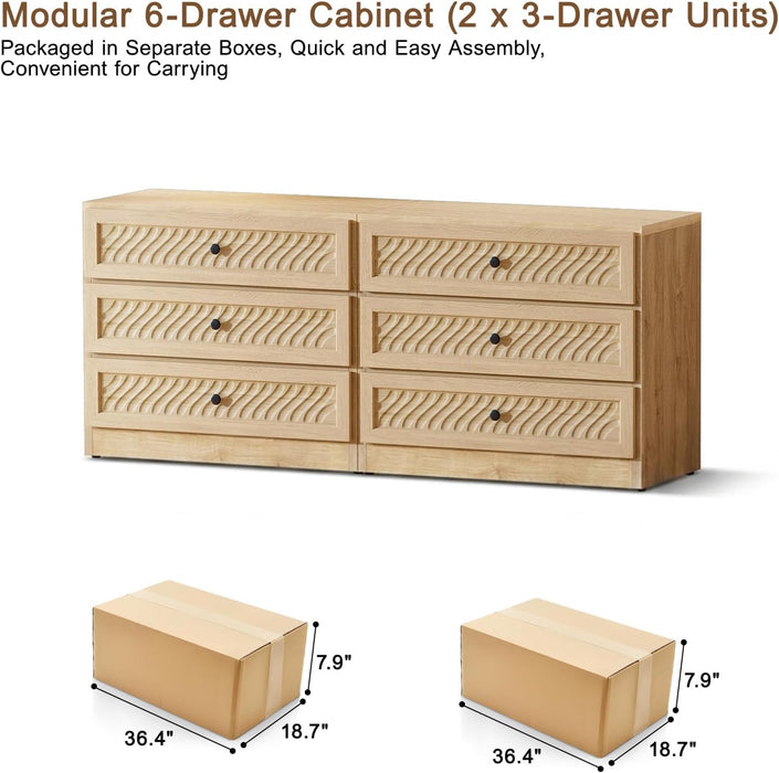 3 Drawer Dresser Set of 2 for Bedroom, 31.3" Wide Wooden Dresser