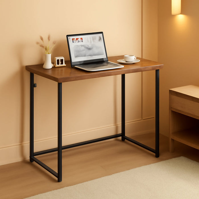 Folding Computer Desk, Small Writing Desk 31.5", Space-Saving Foldable Laptop Table Writing Workstation for Home Office, Easy Assembly, Rustic Walnut