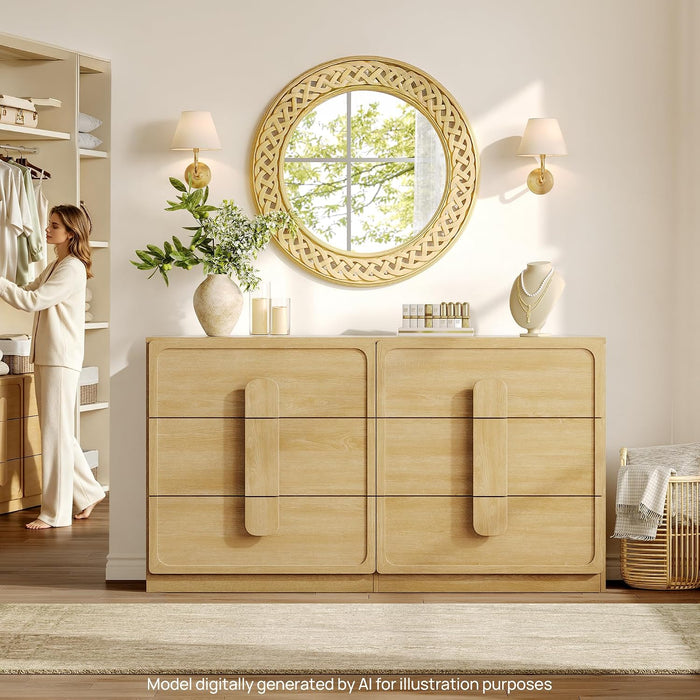 6 Drawer Dresser for Bedroom, 53.5" Wide Modern Chest of Drawers