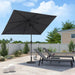 10' X 6.5' Rectangular Patio Umbrella Outdoor Table Umbrella Aluminum Frame Market Umbrella Sun Umbrella with 8 Sturdy Ribs & Tilt for Garden Deck Lawn & Pool Light Gray