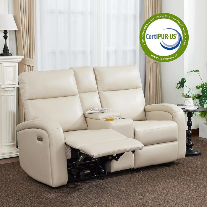 65.7" Zero Wall Recliner Loveseat with Console, 2-Seat Power Wall Hugger Sofa with Cup Holders, USB & Type-C Dual Charge Ports, for Living Room, RV PR646M2 (Beige, Loveseat with Console)