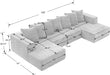 U-Shaped Modular Sectional Sofa 6-Seater, Grey Chenille