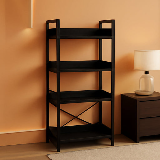 Black Five Tier Bookshelf With Hooks IndustrialWood