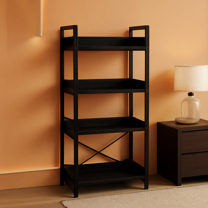Black Five Tier Bookshelf With Hooks IndustrialWood