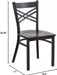 2 Pack HERCULES Series Black ''X'' Back Metal Restaurant Chair - Walnut Wood Seat