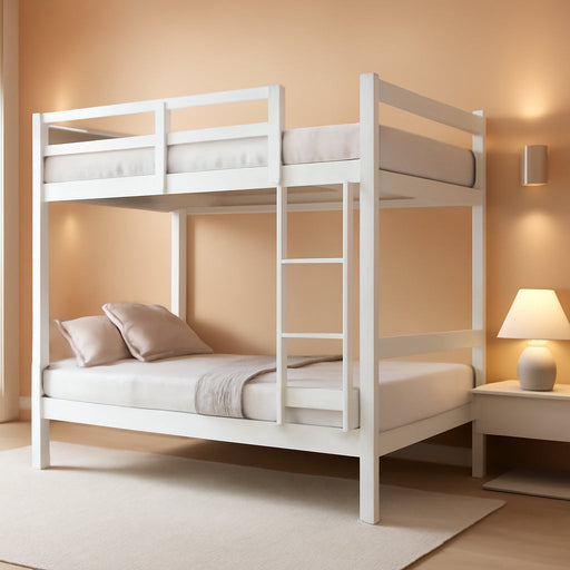 Heavy Duty Metal Bunk Bed TwinOverTwin WhiteUnderbedStorage