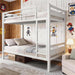 Heavy Duty Metal Bunk Bed TwinOverTwin WhiteUnderbedStorage