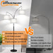 Dimmable Floor Lamp, 3 Lights Black Arc Floor Lamp, Modern Tall Standing Tree Lamp with Grey Linen Shades & Heavy Base, 3000LM LED Bulbs, Bright Lighting for Living Room, Bedroom, Office & Reading