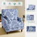 Navy Floral Fabric Armchair With Removable Cushion