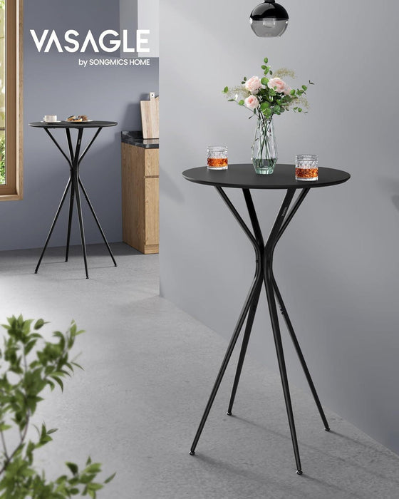 Bar Tables Set of 2, round Cocktail High Top Pub Bistro Table for Events Party, Kitchen Dining, Home Bar, 23.6 X 23.6 X 41.3 Inches, Sturdy Metal Frame, Modern Style, Easy to Assemble, Black