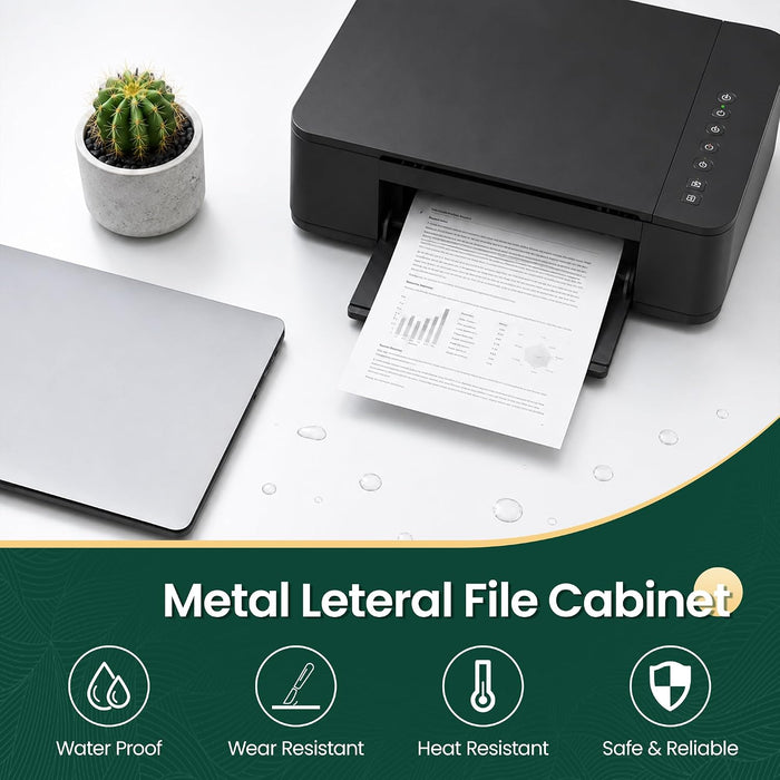 3 Drawer File Cabinet with Lock, Lateral Filing Cabinets,Metal Storage Filing Cabinets for Home Office, Heavy Duty File Cabinet for Letter/Legal/A4/F4 Size Amsseble Required, White