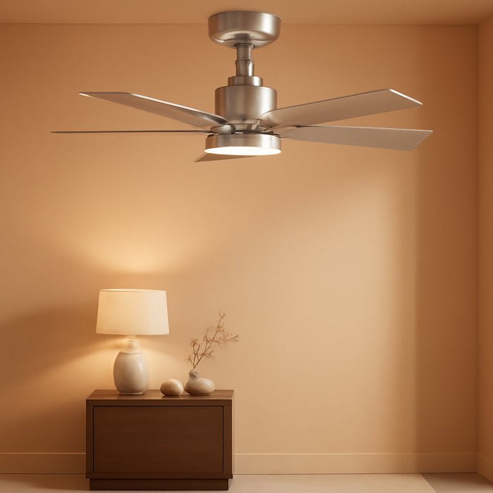 Ceiling Fan 32 Inch, Remote Control DC Motors, 3CCT 3000K-4000K-6500K Dimmable Timer Noiseless, Modern Nickel Compact Ceiling Fans with Light for Indoor & Outdoor