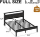 Full Size Bed Frame with LED Lights and Charging Station, Black