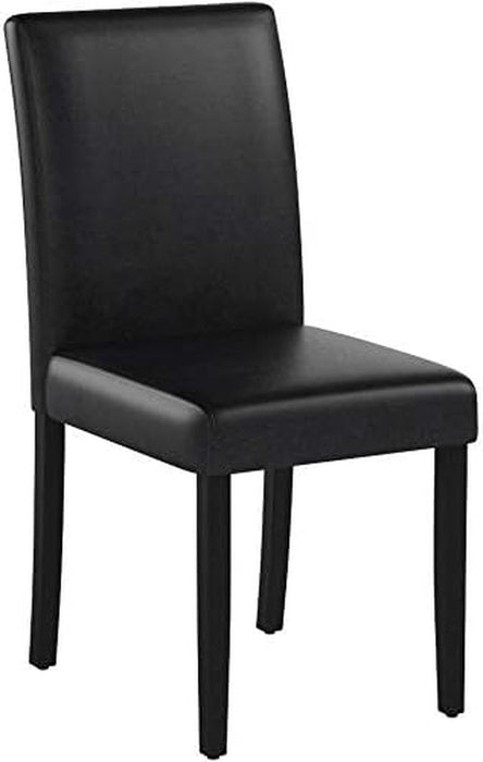 Dining Chairs Set of 4,Dining Room Chairs,Side PU Cushion Chairs with Waterproof Surface and Wood Legs,For Kitchen Restaurant and Living Room,Leather Black