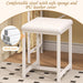 White Contemporary Vanity Desk Featuring Deluxe Mirror