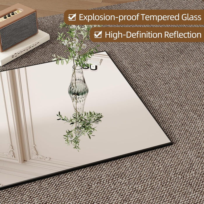 71"X32"Full Length Mirror,Black Floor Length Mirror with Stand,Shatterproof Tempered Glass&Aluminum Alloy Frame,Freestanding Full Body Mirrorr for Bedroom,Living Room,Dressing Room