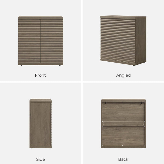 Buffet Cabinet with Storage Accent Sideboard Modern Credenza with Doors & Shelves Fluted Media Console Mid Century Coffee Bar Table for Living Room Kitchen Dining Room Hallway (3PCS)