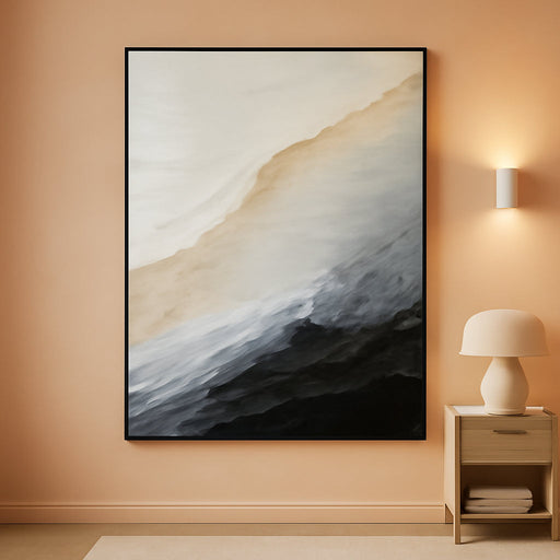 Handcrafted Monochrome Wall Art 32x48 Coastal Framed