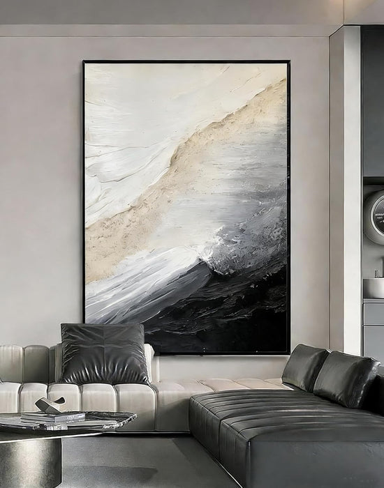 Handcrafted Monochrome Wall Art 32x48 Coastal Framed