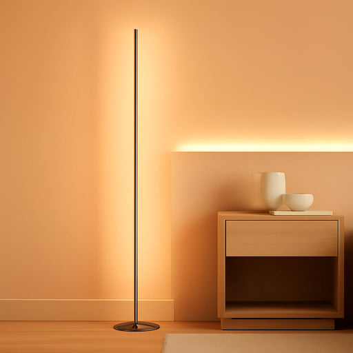 59.8" Modern Floor Lamp, Minimalist Floor Lamp with 3 Height Settings, 3 Color Temperature & Stepless Dimming, Remote Control, Foot Switch, Slim for Living Room, Black