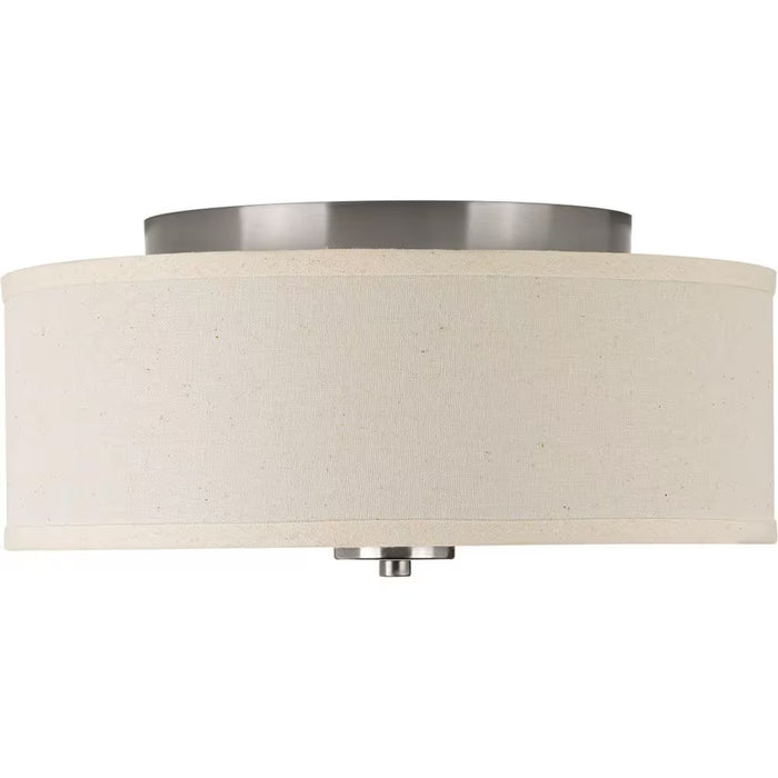 Inspire Collection 13 In. 2-Light Brushed Nickel Transitional Kitchen Ceiling Light Drum Flush Mount