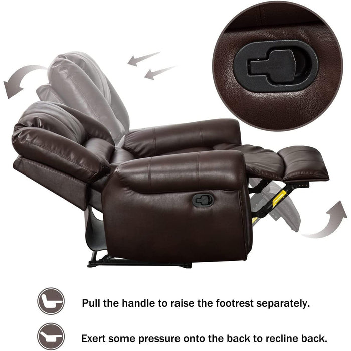 Classic and Traditional Leather Recliner Chair (Brown)