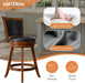 Swivel Bar Stools Set of 2, 24" Counter Height Swivel Barstools with Back & Faux Leather Upholstered Seat, Island Chairs with Solid Wood Legs & Footrest for Kitchen, Dining Room, Pub, Brown