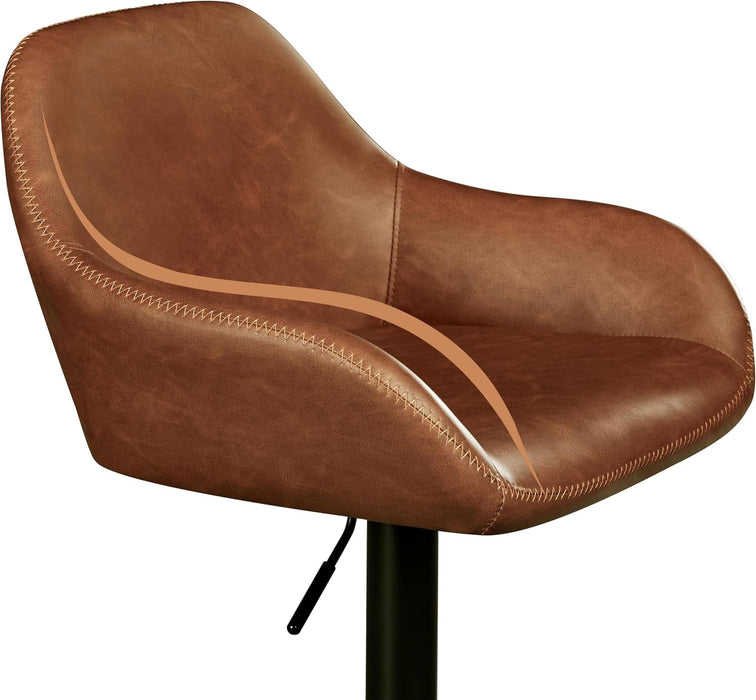 Yaheetech Bar Stools Set of 4, Adjustable Swivel PU Leather, Retro Brown | Counter Height Barstools with Padded Backrest & Armrests, 300 Lb Weight Capacity, Easy Assembly, Home Kitchen, Dining Room