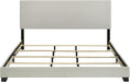 Home Furnishings - Dorian - Fabric Upholstered Wood Panel Bed with Padded Headboard, Wood Legs and Transitional Style - Bedroom - California King Size - Cream - 300852KW