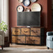 Dresser for Bedroom with 5 Drawers, Wide Chest of Drawers, Fabric Dresser, Storage Organizer Unit with Fabric Bins for Closet, Living Room, Hallway, Rustic Brown Wood Grain Print