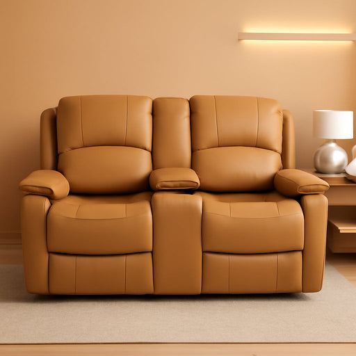 65" Wall Hugger Reclining RV | RV Theater Seats | Double Recliner RV Sofa & Console | RV Couch | Wall Hugger Recliner | RV Theater Seating | RV Furniture | (Manual, Sand)