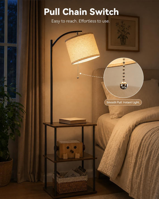 Floor Lamp with Table, Side Table for Living Room, 3 CCT 9W LED Bulb