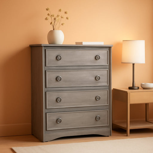 Modern 4 Drawer Dresser, Dressers for Bedroom, Tall Chest of Drawers Closet Organizers and Storage for Clothes - Easy Pull Handle, Textured Border 5.5" Deep Drawers for Bedroom, Living Room, Gray