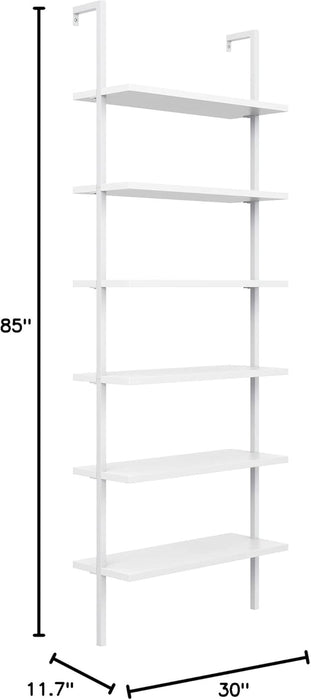 Matte White IndustrialGrade Bookshelf With Six Shelves