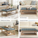 Rectangle Ottoman Coffee Table with Tray, Tufted Living Room Ottoman with Solid Wood Storage Shelf, Blue