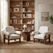 Beige Boucle Upholstered Barrel Chair With SolidWood