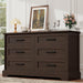 Dresser for Bedroom, Farmhouse 6 Drawers Dressers, Brown