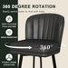 Swivel Counter Height Bar Stools Set of 4, 26'' Modern Barstools with Backs and Metal Legs, Upholstered Bar Chairs, Faux Leather Black Stools for Kitchen Island Chairs