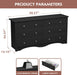 Black 6-Drawer Dresser for Bedroom