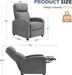 Recliner Chair for Adults, Massage Fabric Small Recliner Home Theater Seating with Lumbar Support, Adjustable Modern Reclining Chair with Padded Seat Backrest for Living Room (Grey)