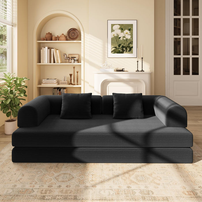 78.8 Inch Convertible Sofa Bed Removable Armrests