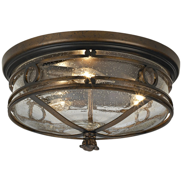 Beverly Drive Rustic Flush Mount Outdoor Ceiling Light Bronze 7" Clear Seedy Glass for Post Exterior Barn Deck House Porch Yard Patio