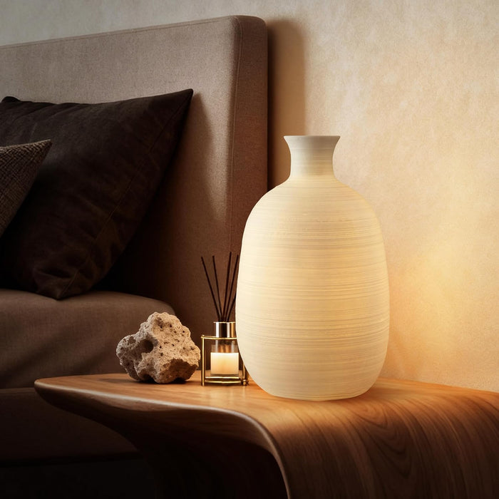 10.4" Modern Ceramic Table Lamp, Fully Dimmable Modern Bedside Lamps for Bedroom, Living Room and Nightstand, White Translucent Ceramic Shade, Warm Ambient Lighting, Corded, Bulb Included