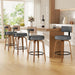 Swivel Bar Stools Set of 4, 26" Upholstered Faux Leather Counter Height Bar Stools with Back and Bentwood Legs, Mid Century Modern Bar Chairs Island Stools for Kitchen Counter, Dark Grey