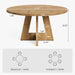 Solid Wood round Dining Table, 47" Farmhouse Kitchen Table for 4-6, Wooden Circle Dinner Table for Dining Room, Family Gathering, Natural Brown