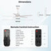 Modern 52 Inch Ceiling Fan Remote White LED