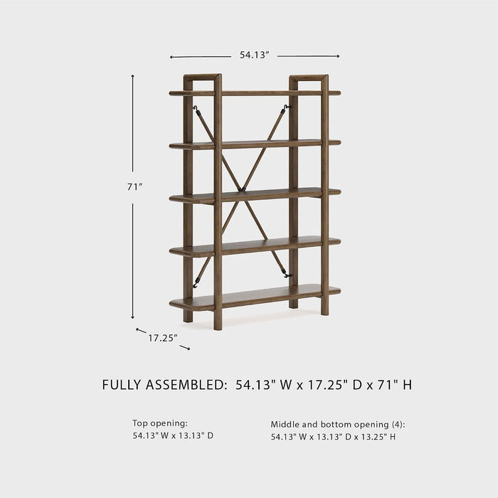 Signature Design by Ashley Roanhowe Contemporary 5-Tier 71" Bookcase, Light Brown